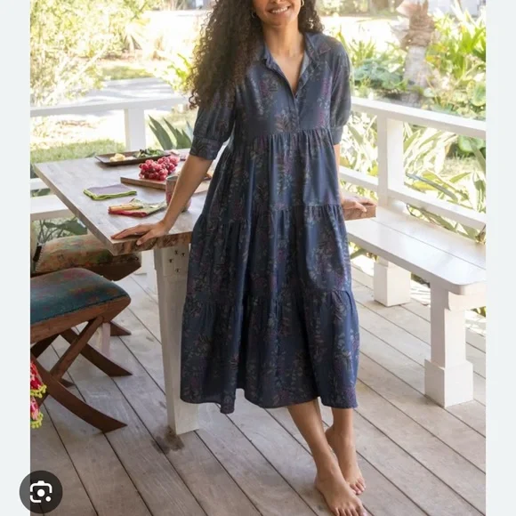 NATURAL LIFE Blue and Purple Midi Dress - Picture 4 of 5